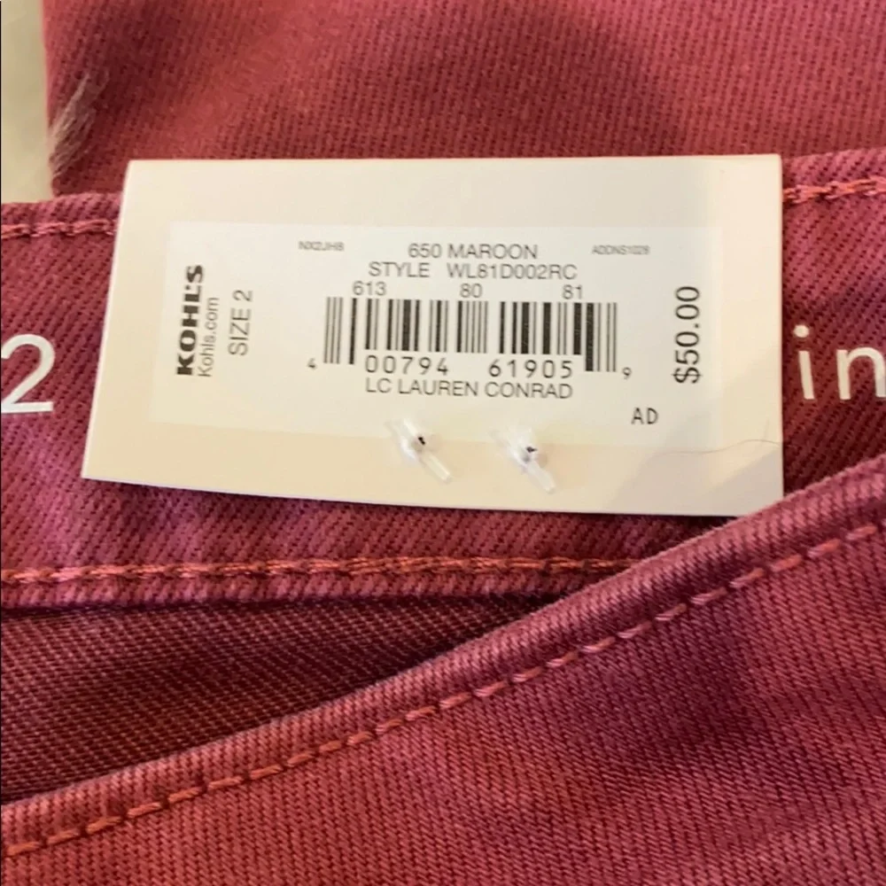 Washed Maroon Mid Rise Cuffed Skinny Ankle Jeans